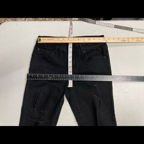 ZU:M  Denim Collection, Women’s (JR’s)Distressed with holes jeans,Black, Size 5, - Picture 5 of 10
